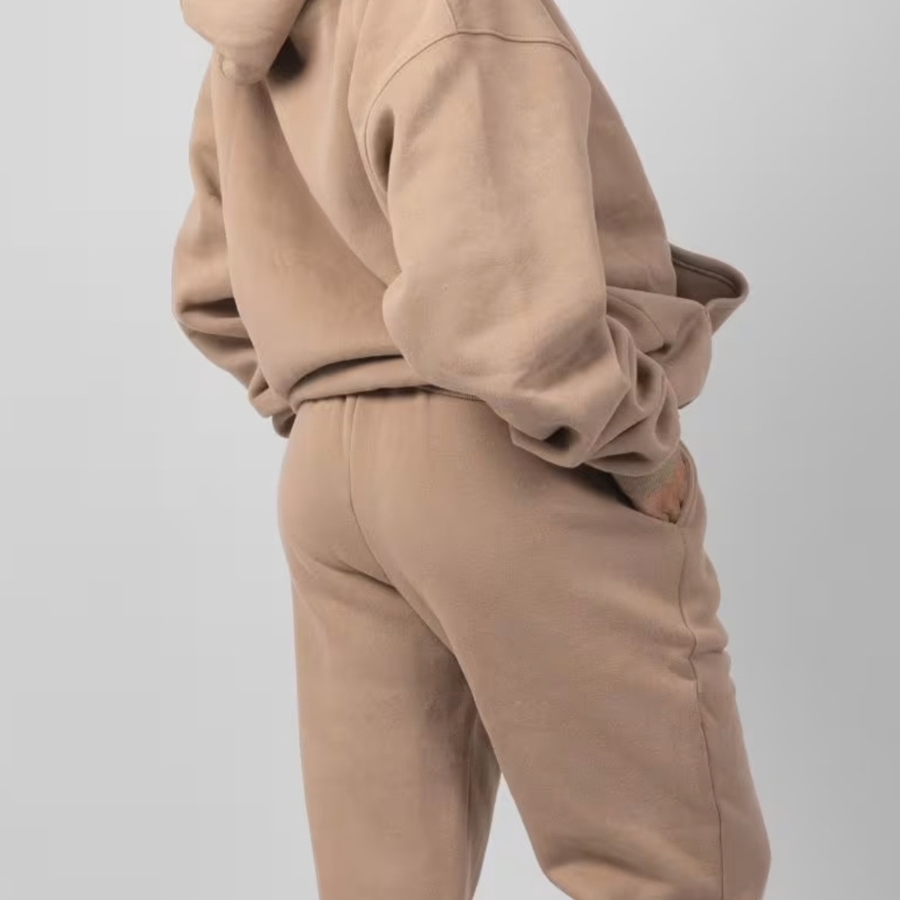 Comfort Minimalist Hoodie and Sweatpants Set Latte Medium NWT